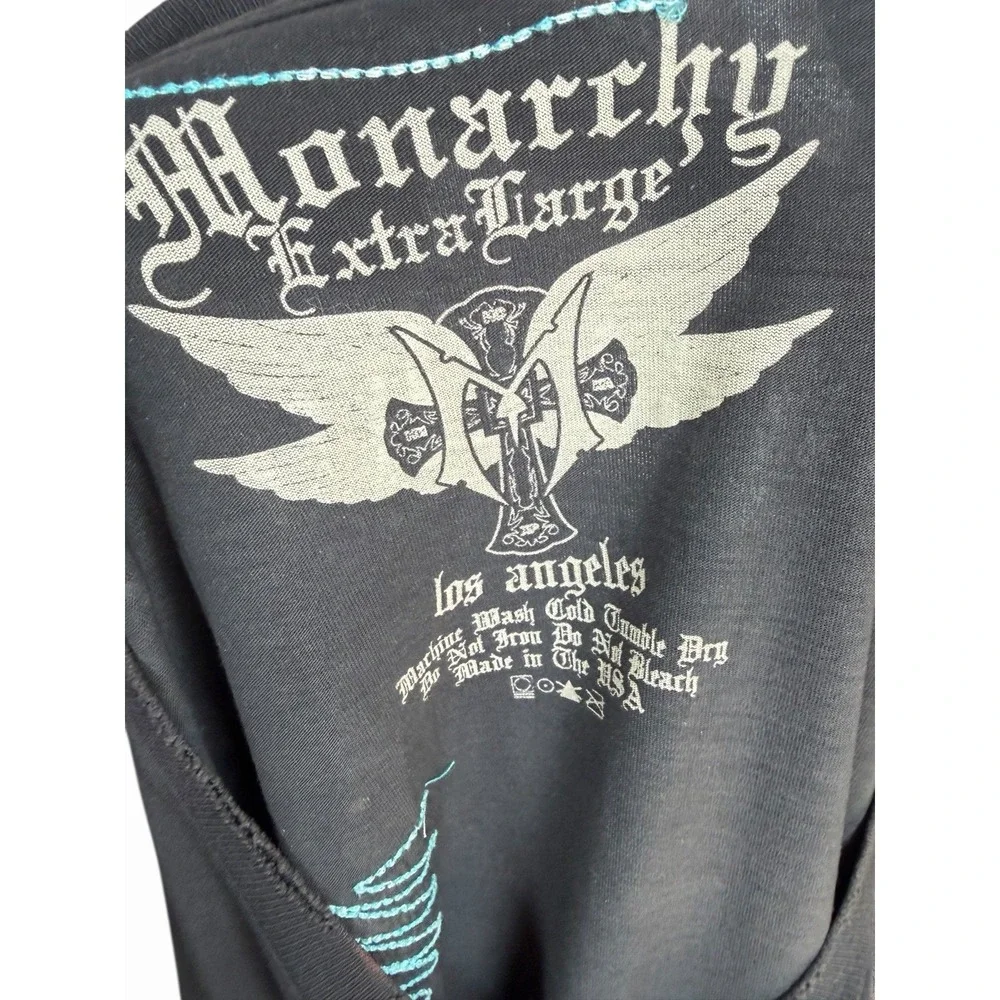 Monarchy Los Angeles Men's XL Graphic T-Shirt Black‎ Distressed Abstract Grunge - Picture 9 of 9
